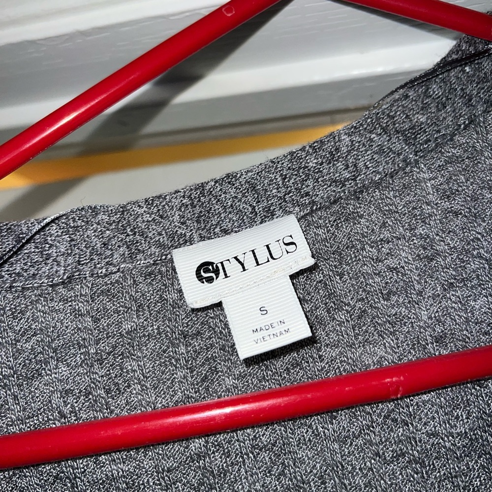 Grey floor length ribbed cardigan
